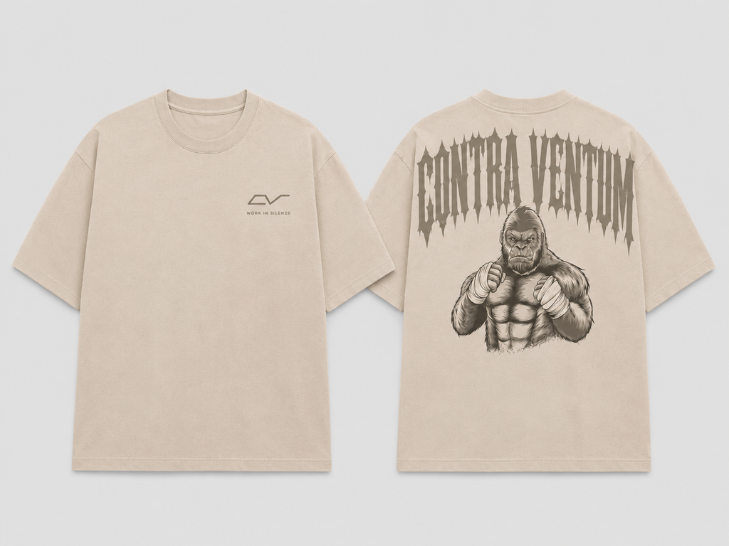 Oversize Shirt Sand "Work in Silence"